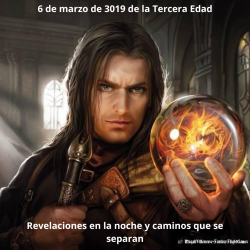 Aragorn se revela a Sauron, con Andúril. 6 de marzo de 3019, Tercera Edad.