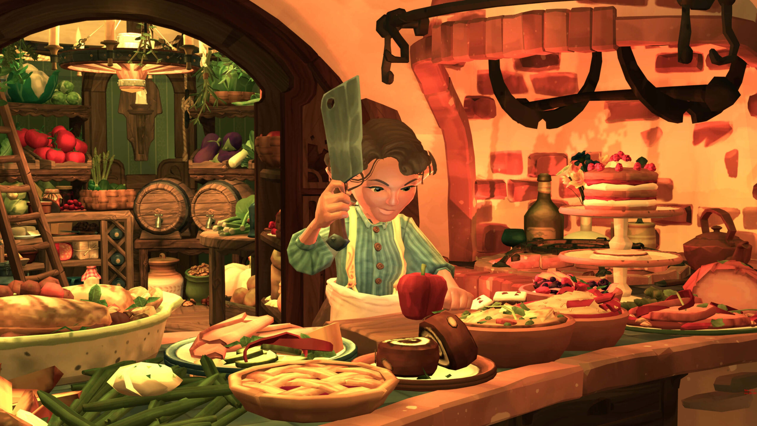 Un hobbit cocinando una copiosa comida en Tales of The Shire