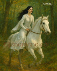 Aredhel cabalgando por el bosque
