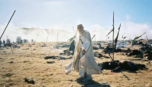 Gandalf en Pelennor, foto del rodaje