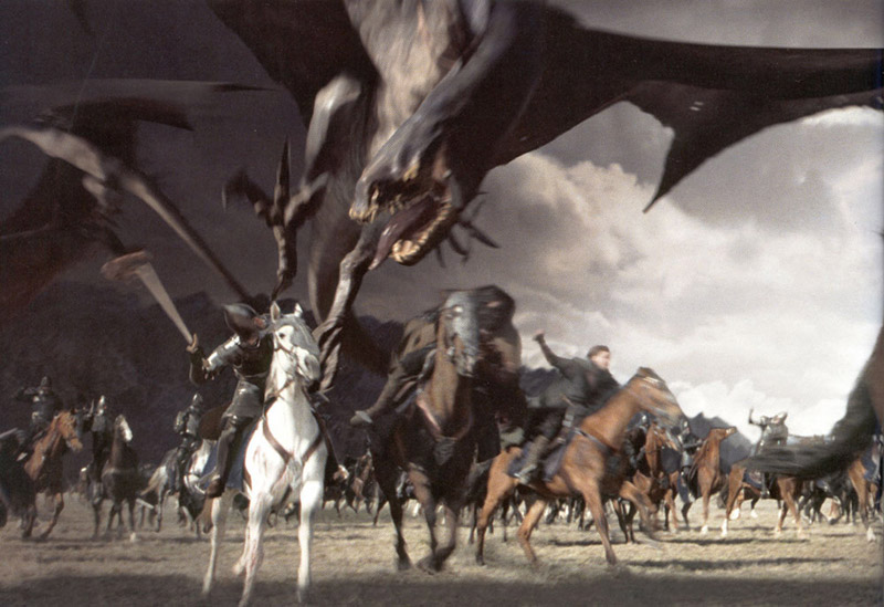 Bestia alada atacando a los jinetes de Gondor