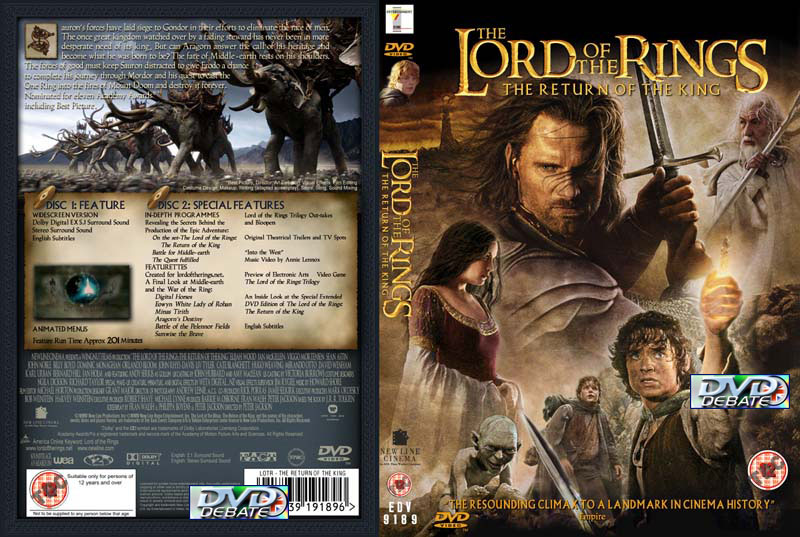 ¿Carátula del DVD de El Retorno del Rey?