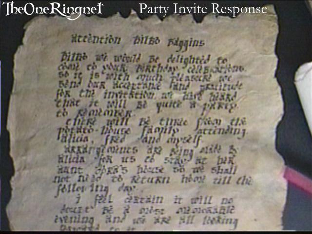Casa Loma: Respuesta de invitación a la fiesta de Bilbo