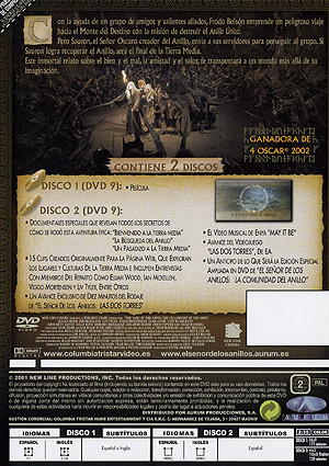 Contraportada del DVD en español
