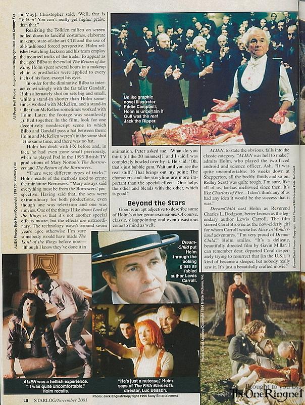 Revista Starlog: reportaje sobre Ian Holm (3/7)
