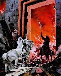 Gandalf impide la entrada al Rey Brujo a Minas Tirith