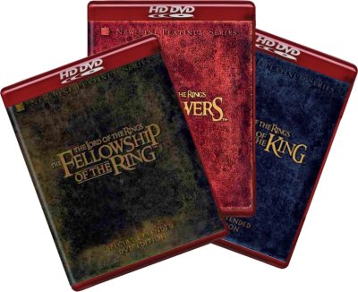 Fotomontaje con la trilogía en HD-DVD